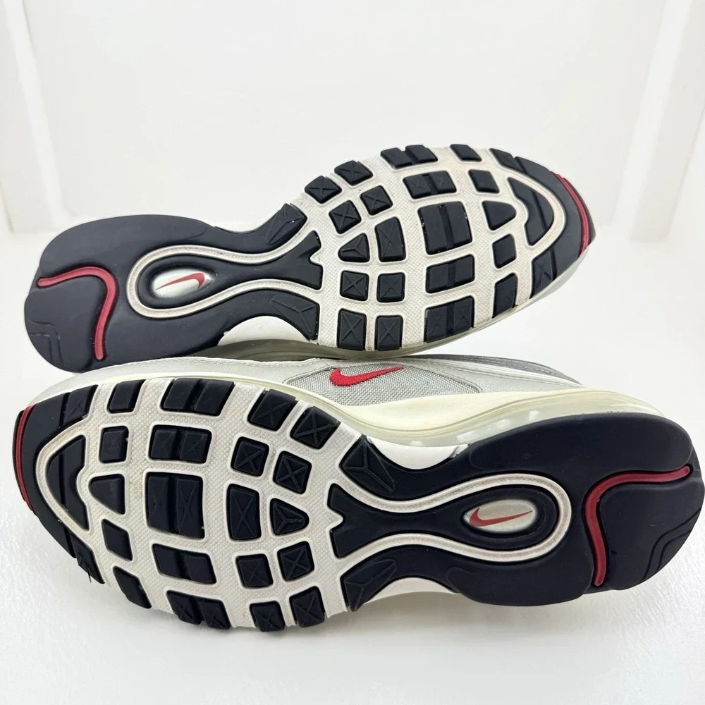 Nike Air Max 97 Silver Grey Red 844421-001 Mens 8.5 UK 7.5 EU 42 Sneakers